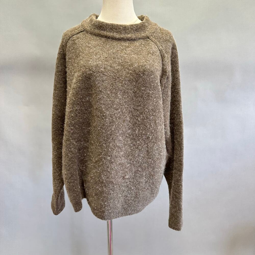 Free People Bubble boucle sweater in brown Size Large boxy wool blend